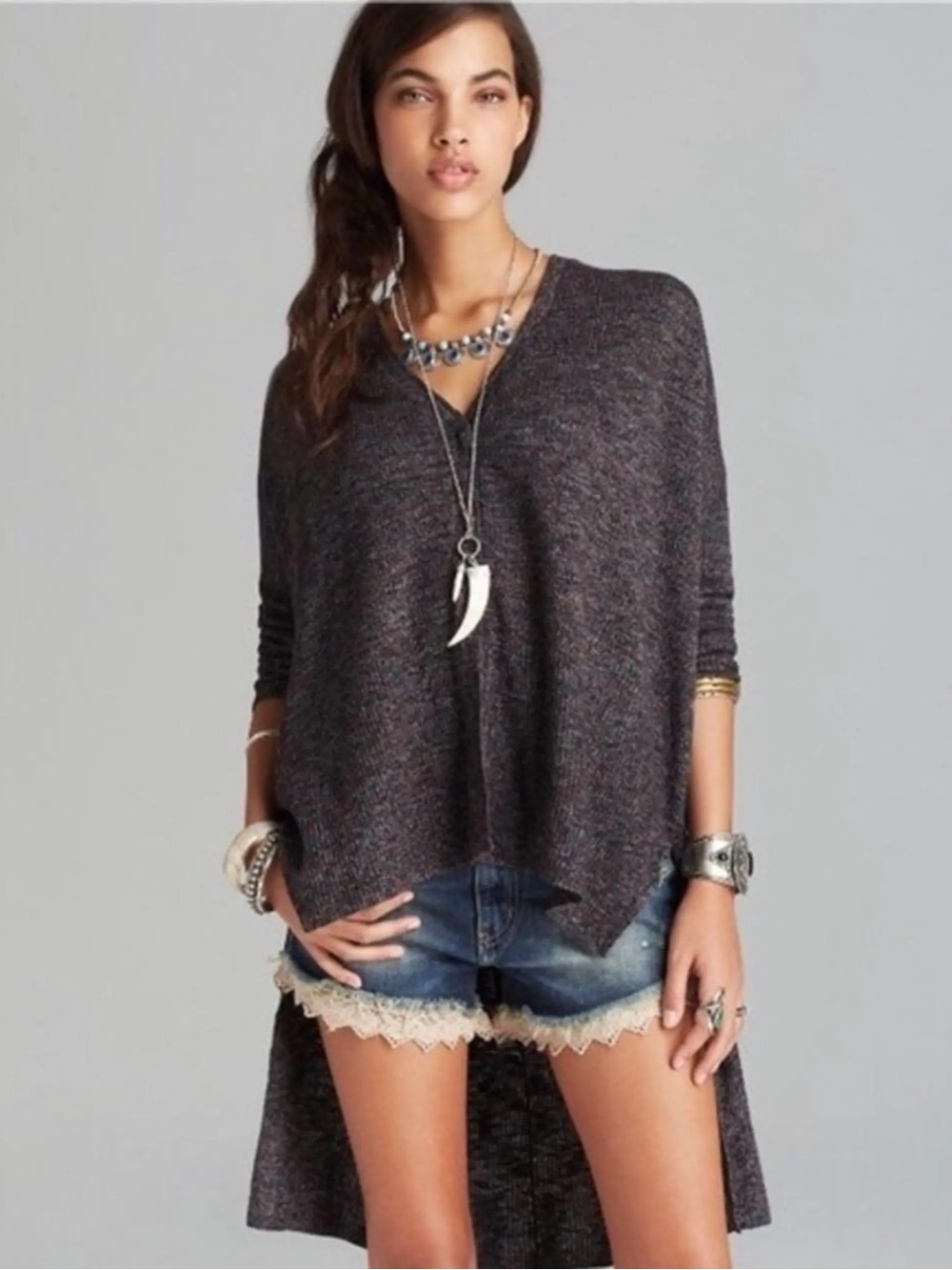 Free People TGIF Marled Cardigan Grey